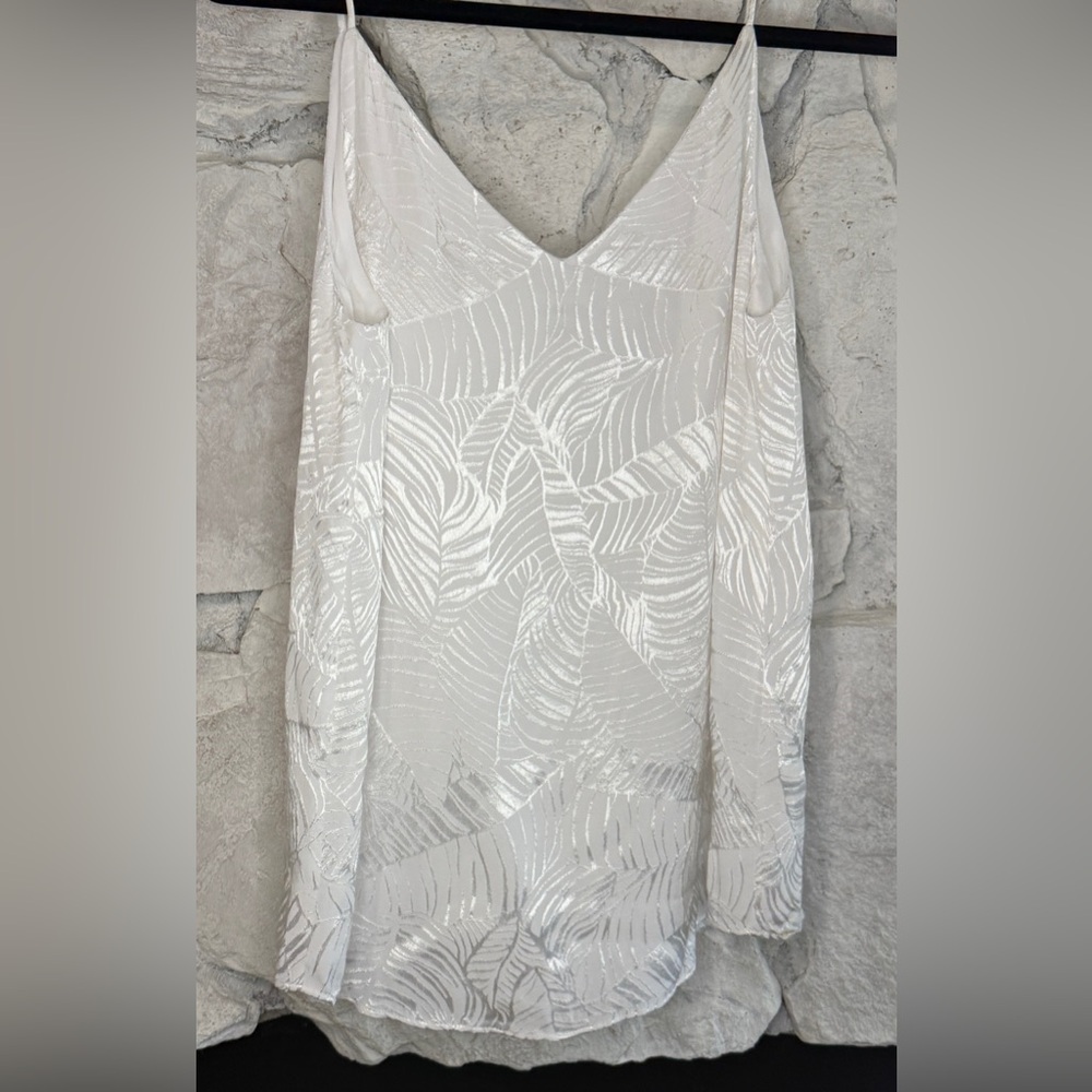Calvin Klein | Women’s White Leaf Sleeveless Lined Top w/Spaghetti Straps,Size M